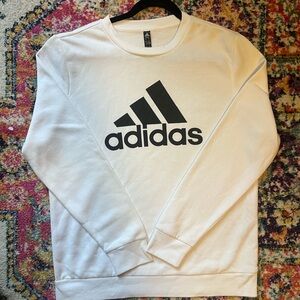 Adidas Golf Sweatshirt Mens Large whiteCrew Neck Long Sleeve Fleece Lined EUC
